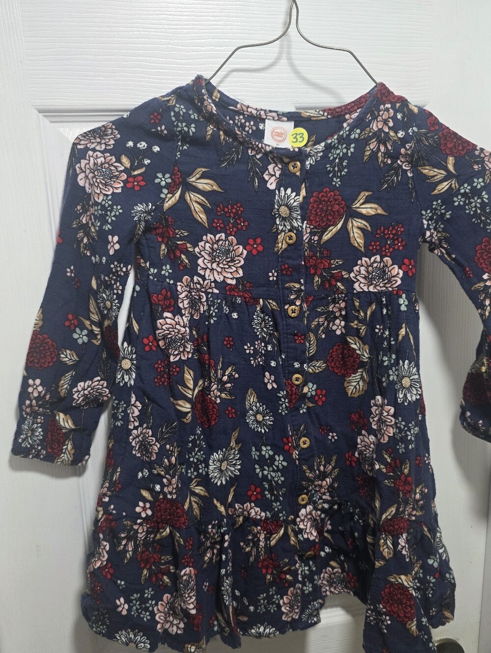 wonder nation Navy Floral Button-Front Casual Dress